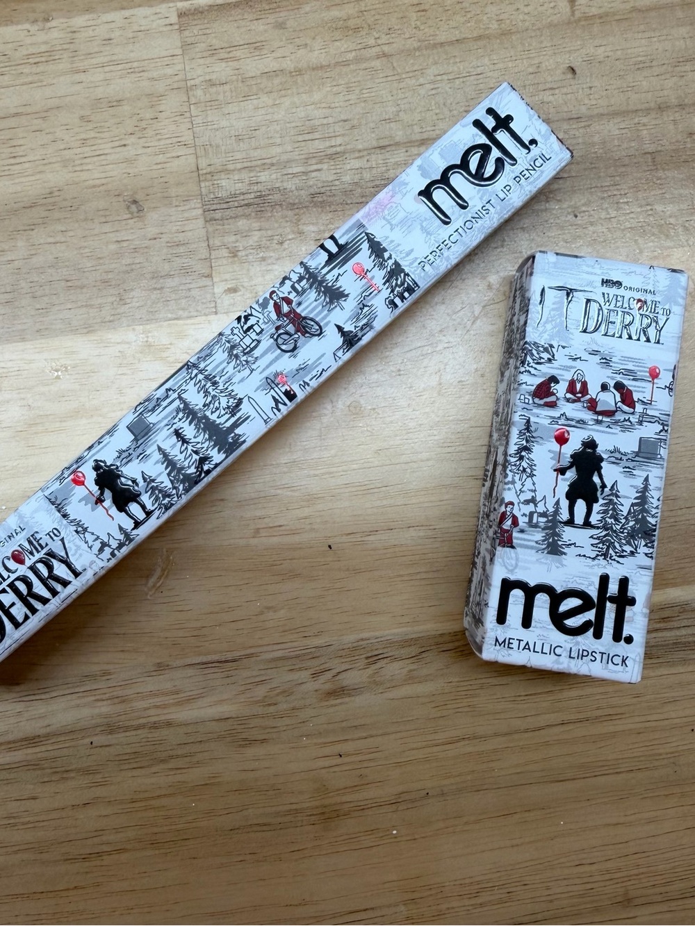 MELT Cosmetics Pennywise Metallic matte lipstick & Red Balloon lipliner
